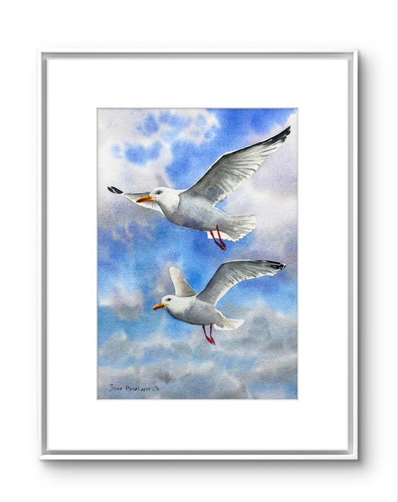 Seagulls in Flight