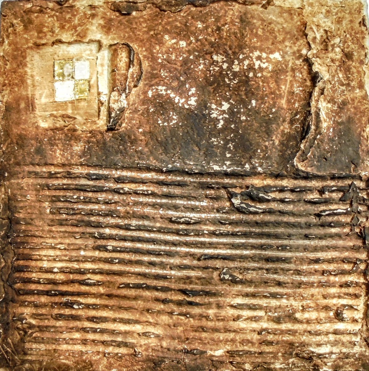 Impressionistic Landscape Relief By Rossitza Trendafilova, 9 X 9", "Impression V", Original Artwork