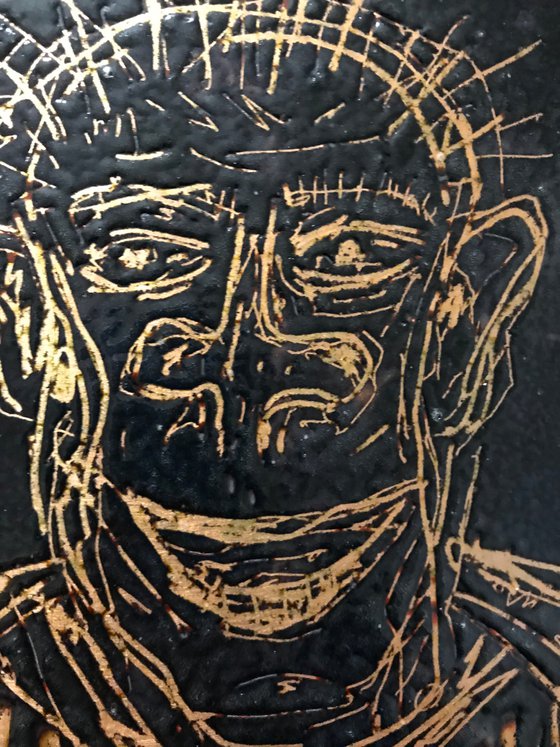 Portrait (Hot enamel on copper)