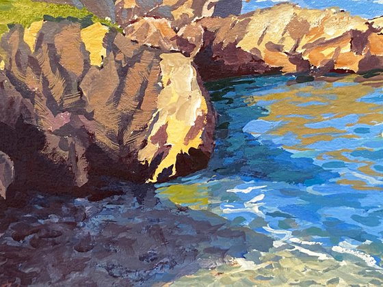 Morning Light On Garrapata Cliffs gouache