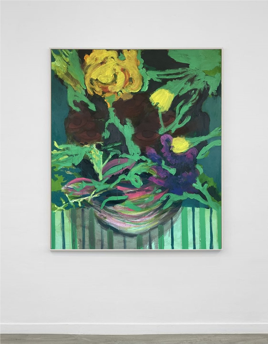 Abstract Botanical Painting By Gela Mikava, 39 X 47, Man In Flowers, Original Artwork