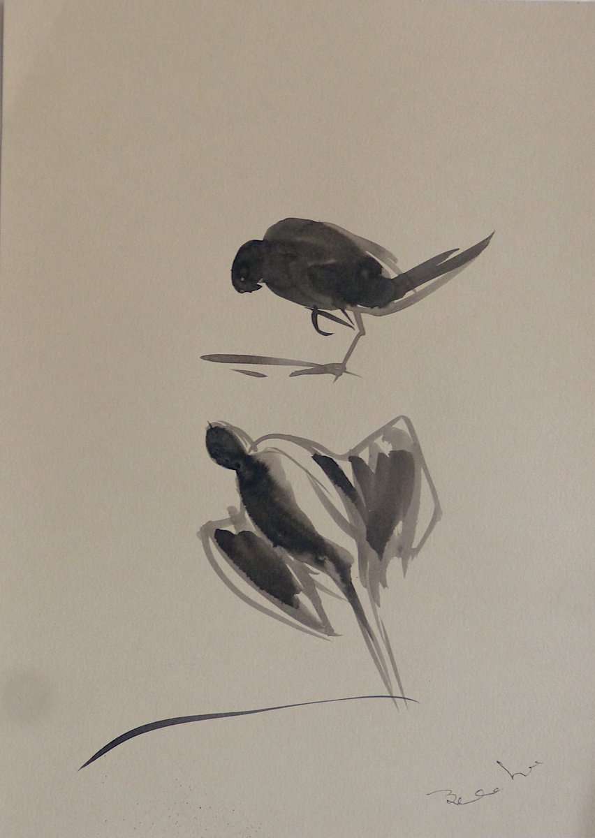 Little Birds in my Garden, 29x21 cm by Frederic Belaubre
