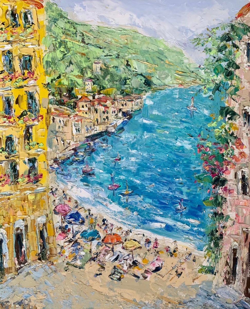 Amalfi Coast Beach By Vilma Gataveckien?, 16 X 20, Artwork For Sale On Artfinder