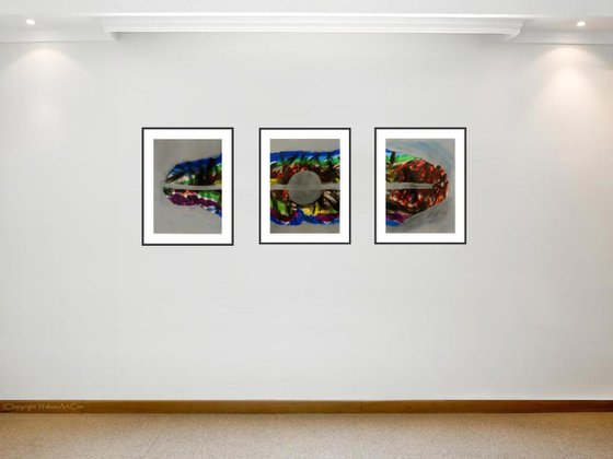 reflets / Triptych : 35,43 x 15,75 in (90 x 40 cm)