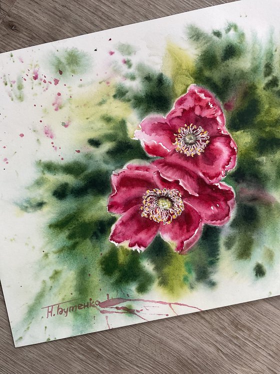 Roses, original watercolour painting