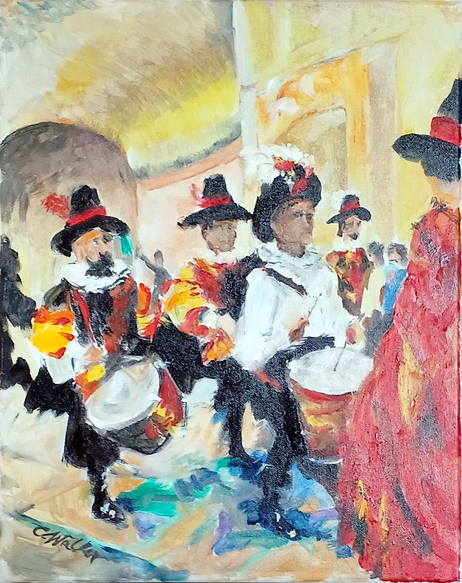 Expressive Portrait Oil Painting By Chris Walker, 13 X 16, Drummer Action, Original Artwork