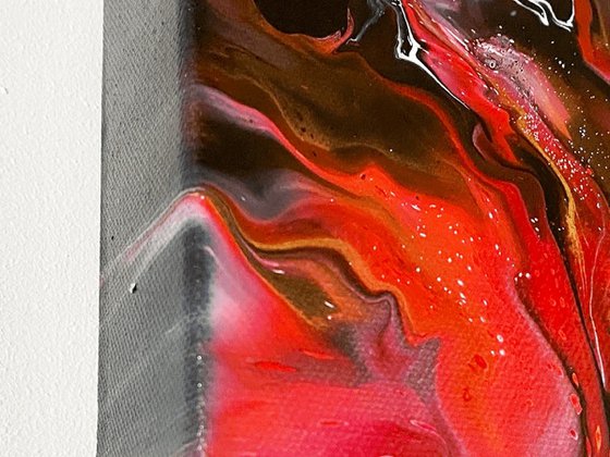 Red Galaxy - Acrylic Pour / Abstract Art / Original Painting / Fluid Art / Flow Art / Fluid Abstract / Metallic Colors