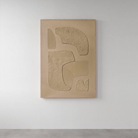 "Beige bay 2" Abstract high textured art