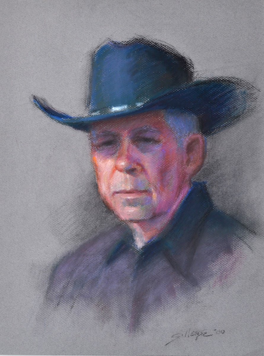 Portrait Painting By Michael Gillespie, 12 X 16", The Old Cowboy, Original Artwork
