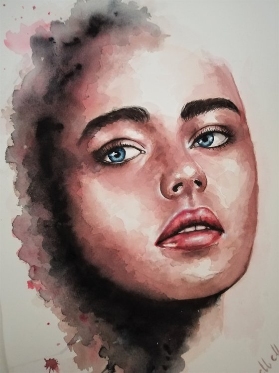 Modern wall art - original watercolor portrait