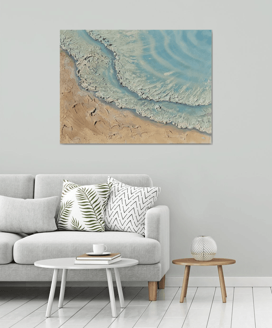 Whitsundays Whitewash blue beige 90x120