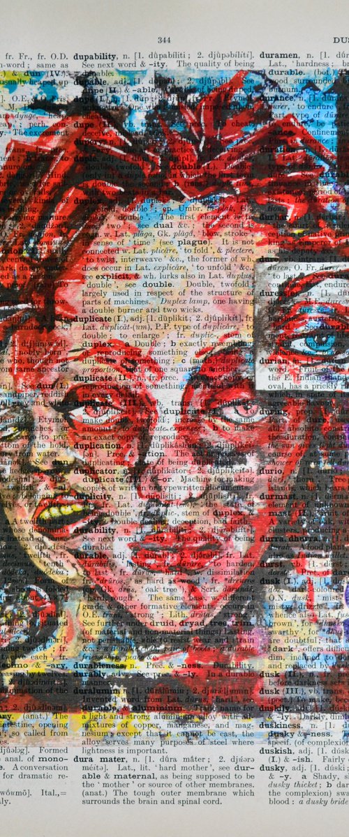 Melancholy - Collage Art on Large Real English Dictionary Vintage Book Page by Jakub DK - JAKUB D KRZEWNIAK