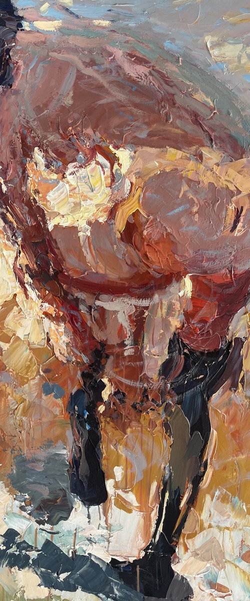 Female Nude Portrait Oil Painting on Canvas by Agostino Veroni