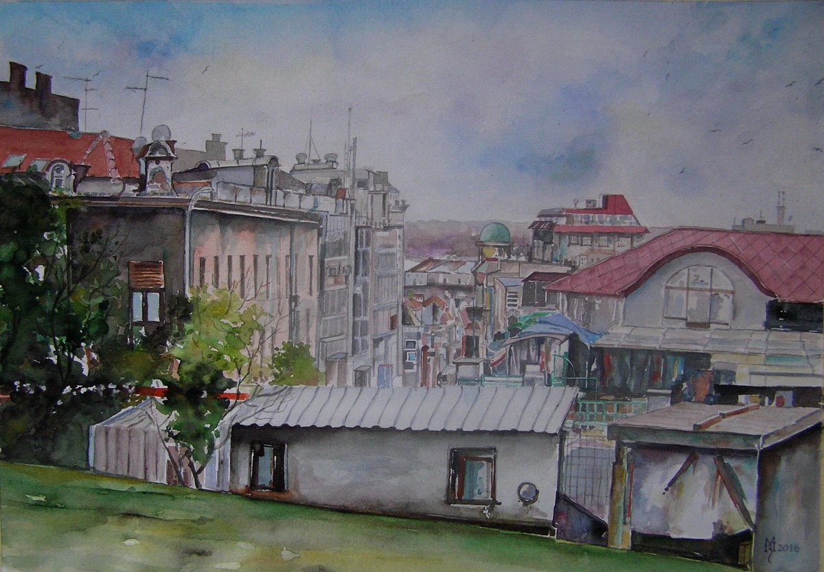 CITYSCAPE / 45.5 x 31 cm by Zoran Mihajlovi? Muza