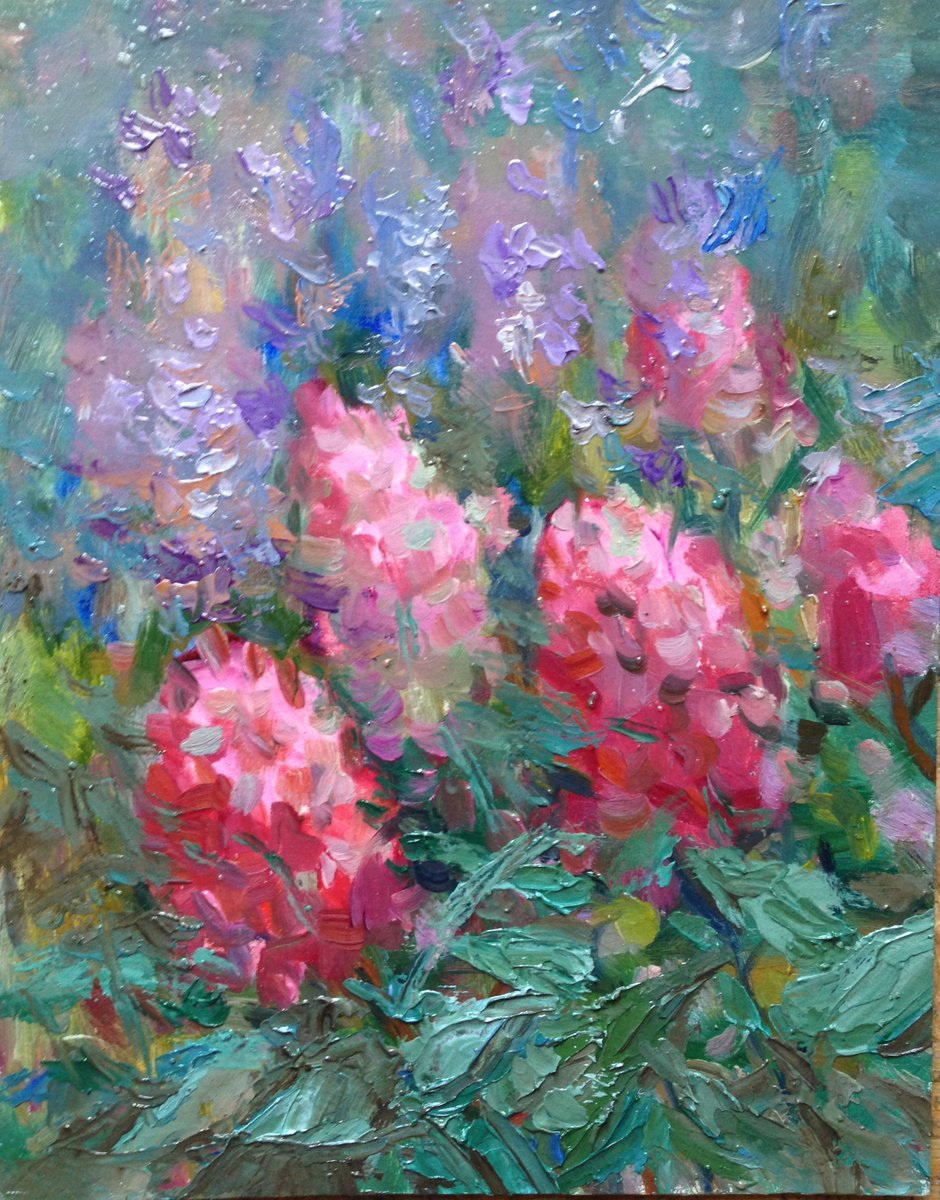 Red Lilacs painting by Roman Sergienko