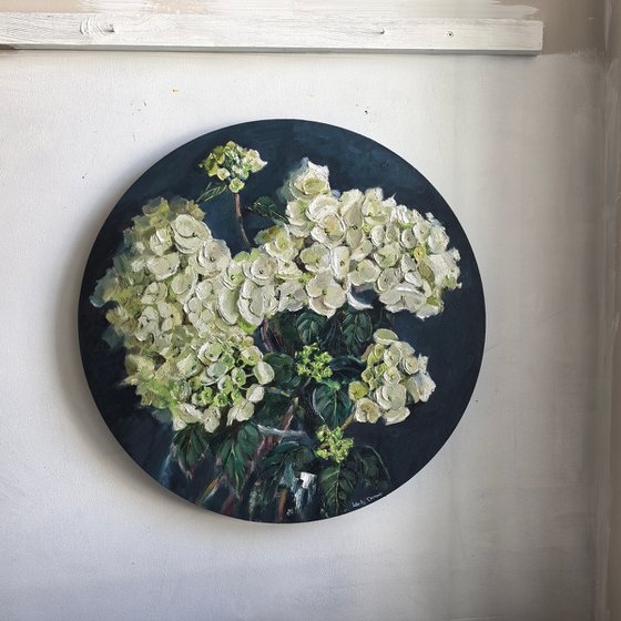 White hudrangea painting