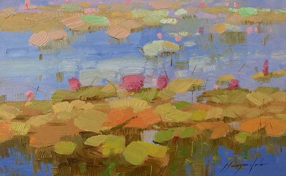 Waterlilies Pond, Original oil Painting, Impressionism, Handmade artwork, One of a Kind