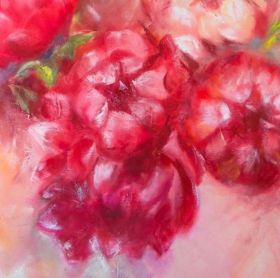 Pink and red peonies