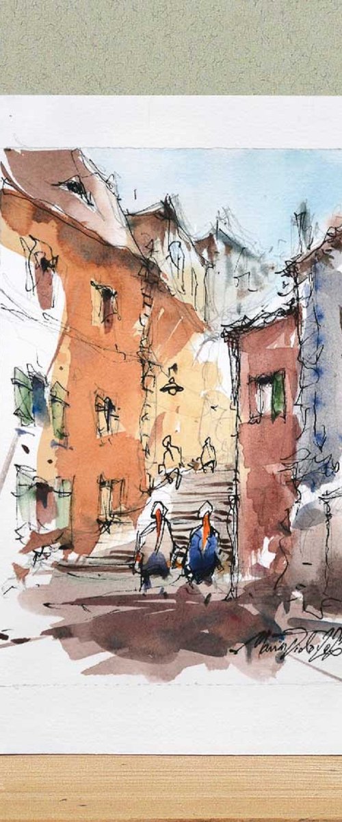 Urban watercolor art. by Marin Victor