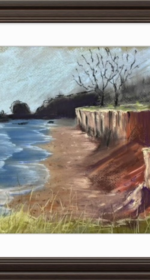Sunny seashore. Green grass by Yuliia Sharapova
