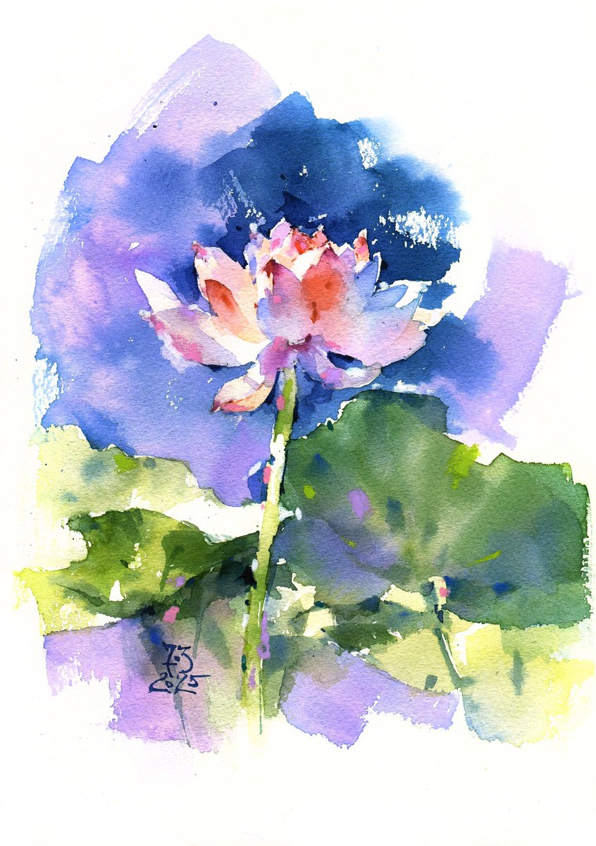 Impressionistic Botanical Watercolour By Ksenia Selianko, 8 X 12", Silent Light Of Serenity, Original Artwork