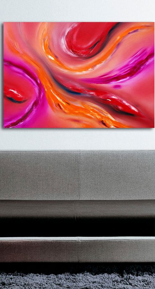Osmosis II, 100x70 cm, Deep edge, LARGE XL, Original abstract painting, oil on canvas by Davide De Palma