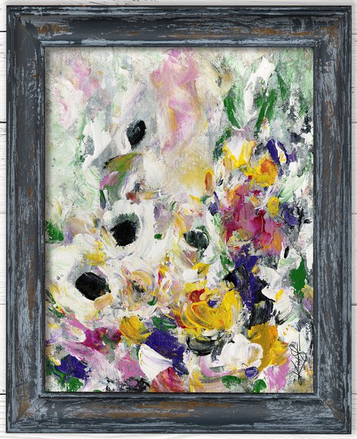 Shabby Chic Charm 32 - Framed Floral art in Painted Distressed Frame by Kathy Morton Stanion by Kathy Morton Stanion