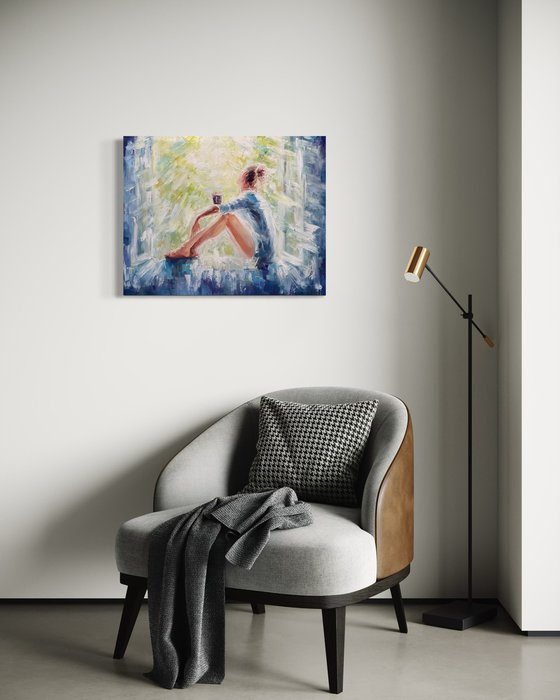 Girl near the window. Spring dreams