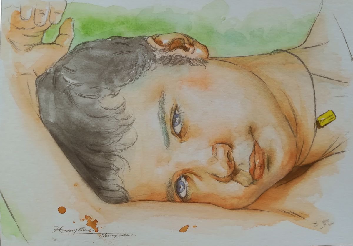 watercolor painting - Portrait of man #18427 by Hongtao Huang