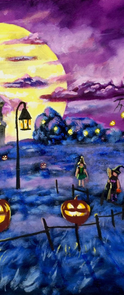 Halloween folk art painting by Gordon Bruce