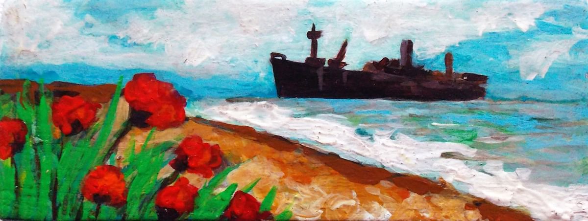 Shipwreck at shore by Adriana Vasile