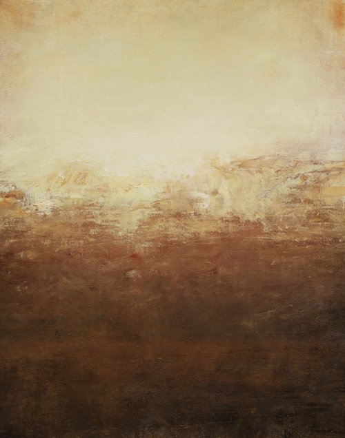 Distant Land 220714, earth tones abstract color field painting. by Don Bishop