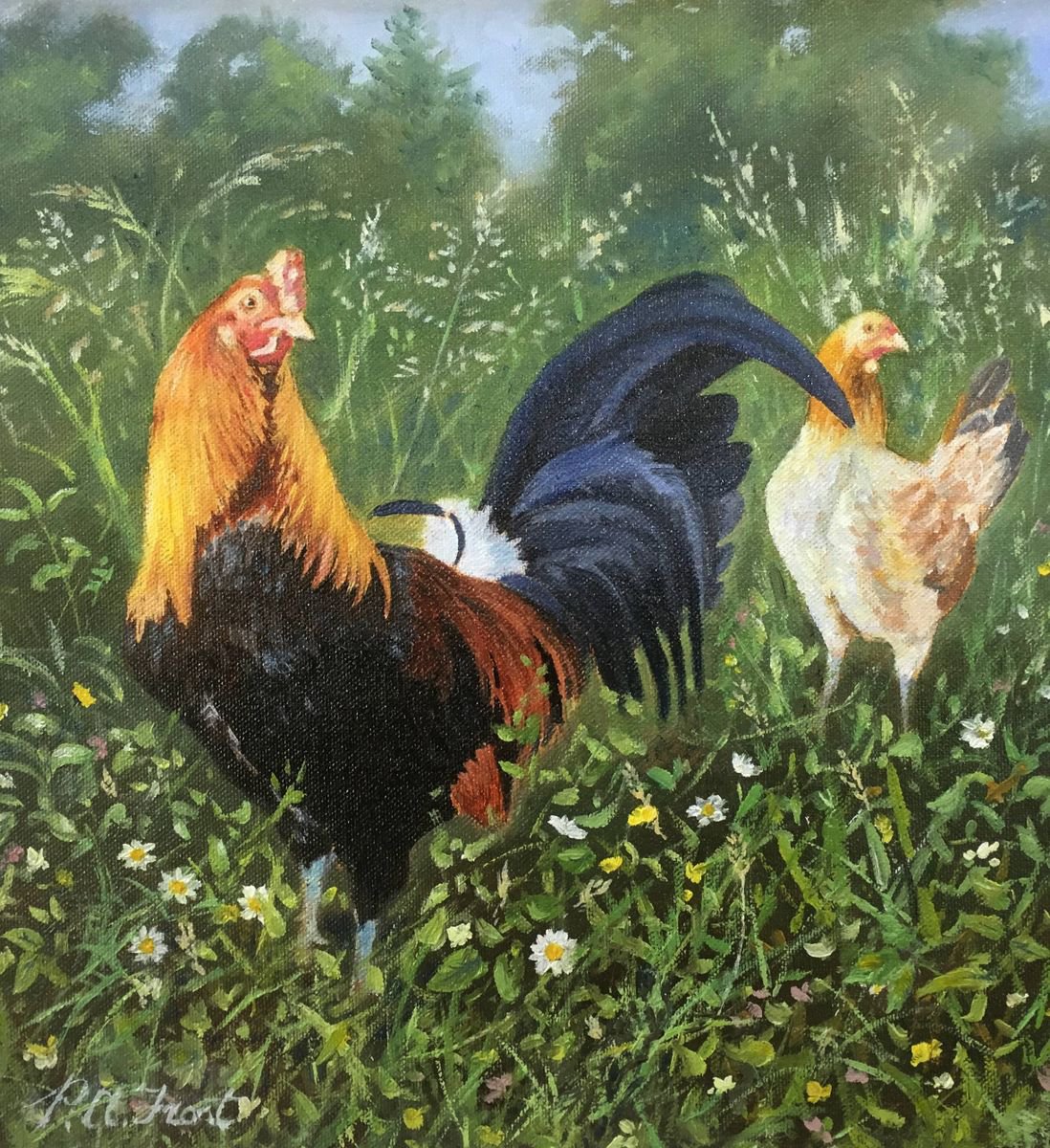 Bantam Cock and Hen by Peter Frost
