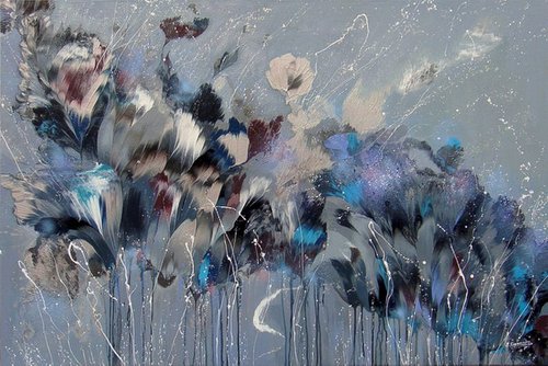 "Flower melody-2" VERY LARGE Abstract Painting by Irini Karpikioti
