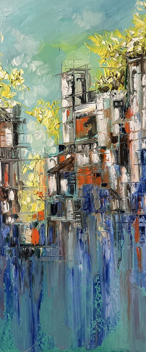 Blue Cascade Street by Arevik Gasparyan