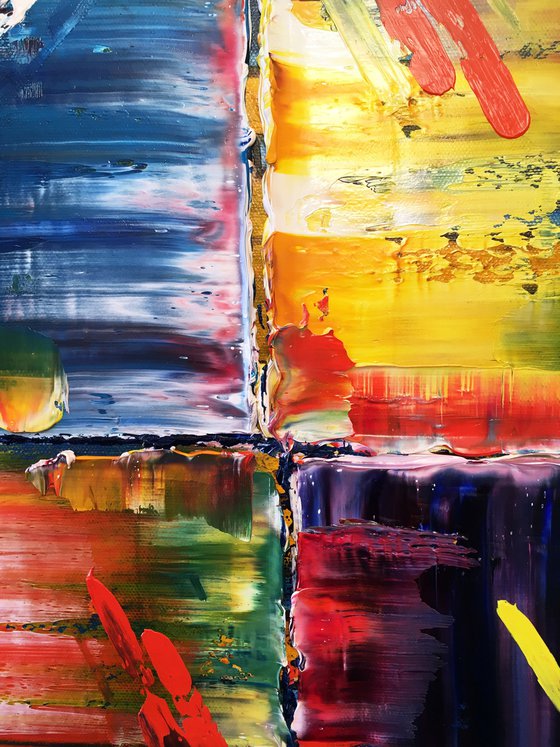 "Duel" - Save As A Series - Original PMS Abstract Oil Painting Diptych On Canvas - 36" x 24"