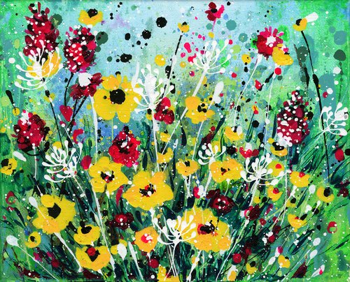 Dancing In The Garden 4 -  Abstract Flower Painting  by Kathy Morton Stanion by Kathy Morton Stanion