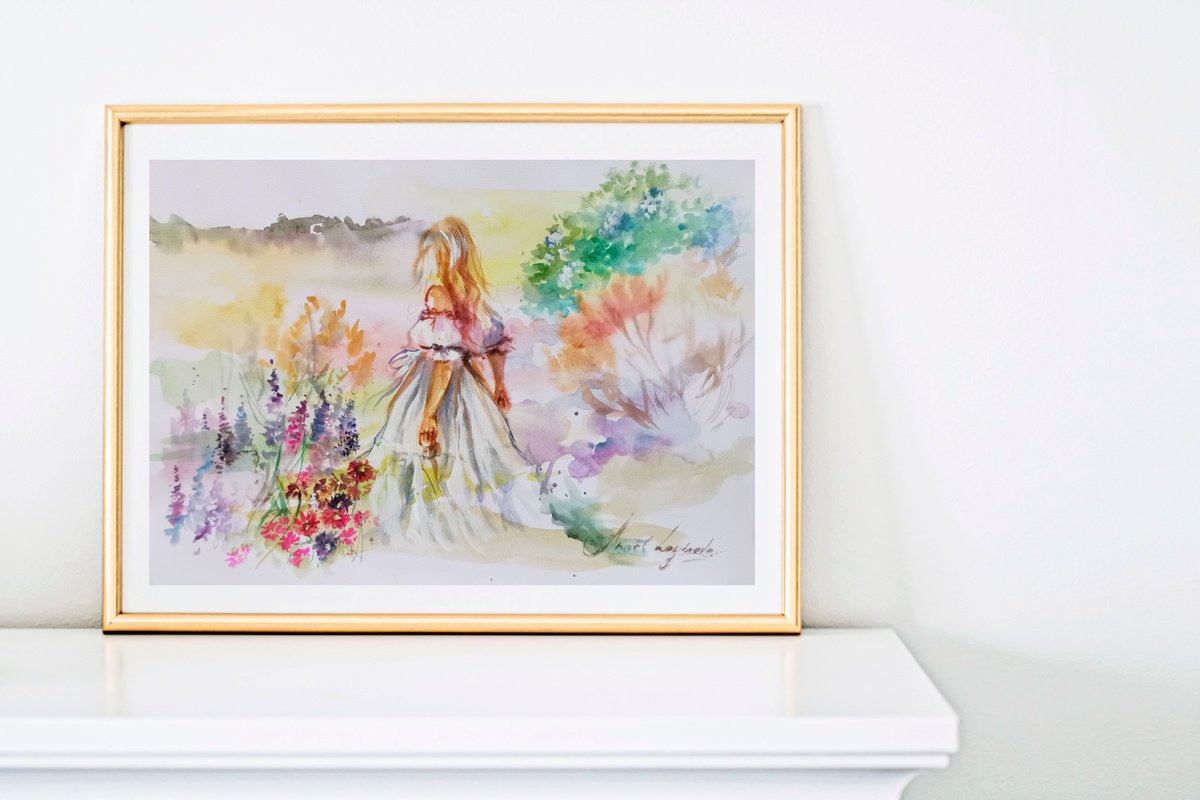 Woman watercolor art by Annet Loginova