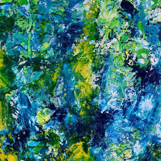 Gestural Blue Flow 2 - 76 x 97 cm