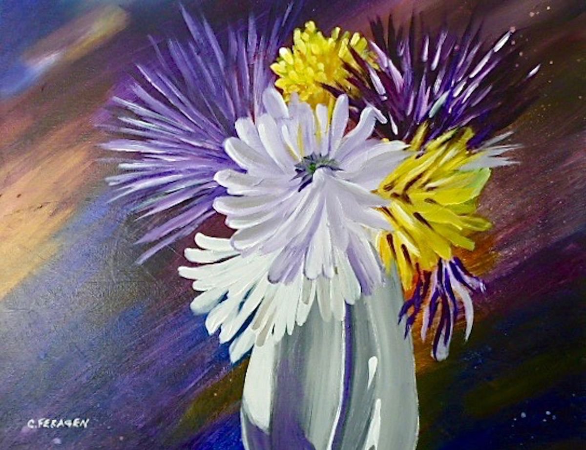Two White Flowers by Cheryl Feragen