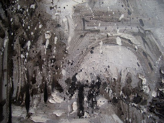 " PARIS IN THE SNOW " original painting heavily textured