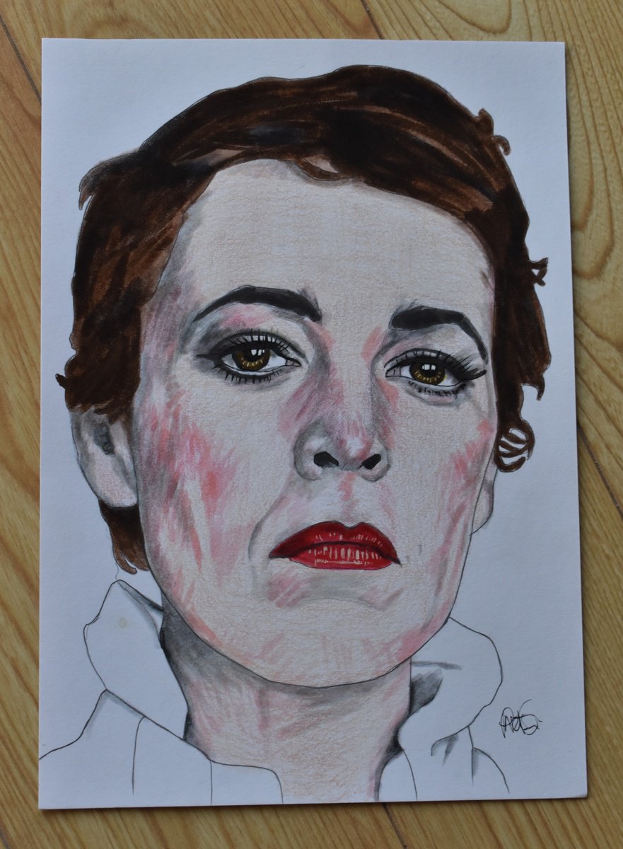 Portrait Pencil Drawing By Paul Nelson-Esch, 8 X 12", Olivia Colman Original, Original Artwork