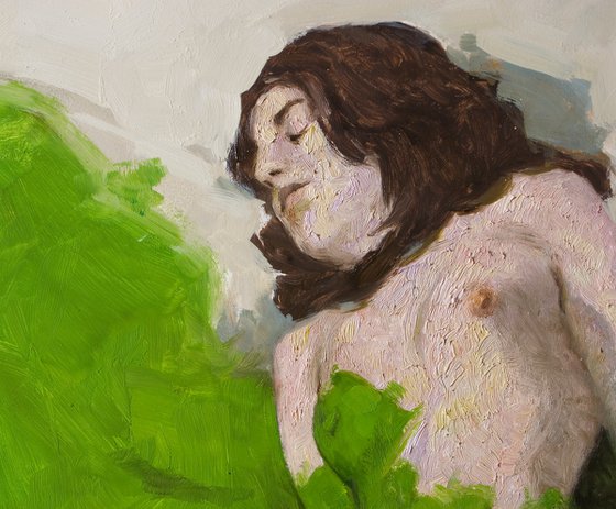 nude woman with green