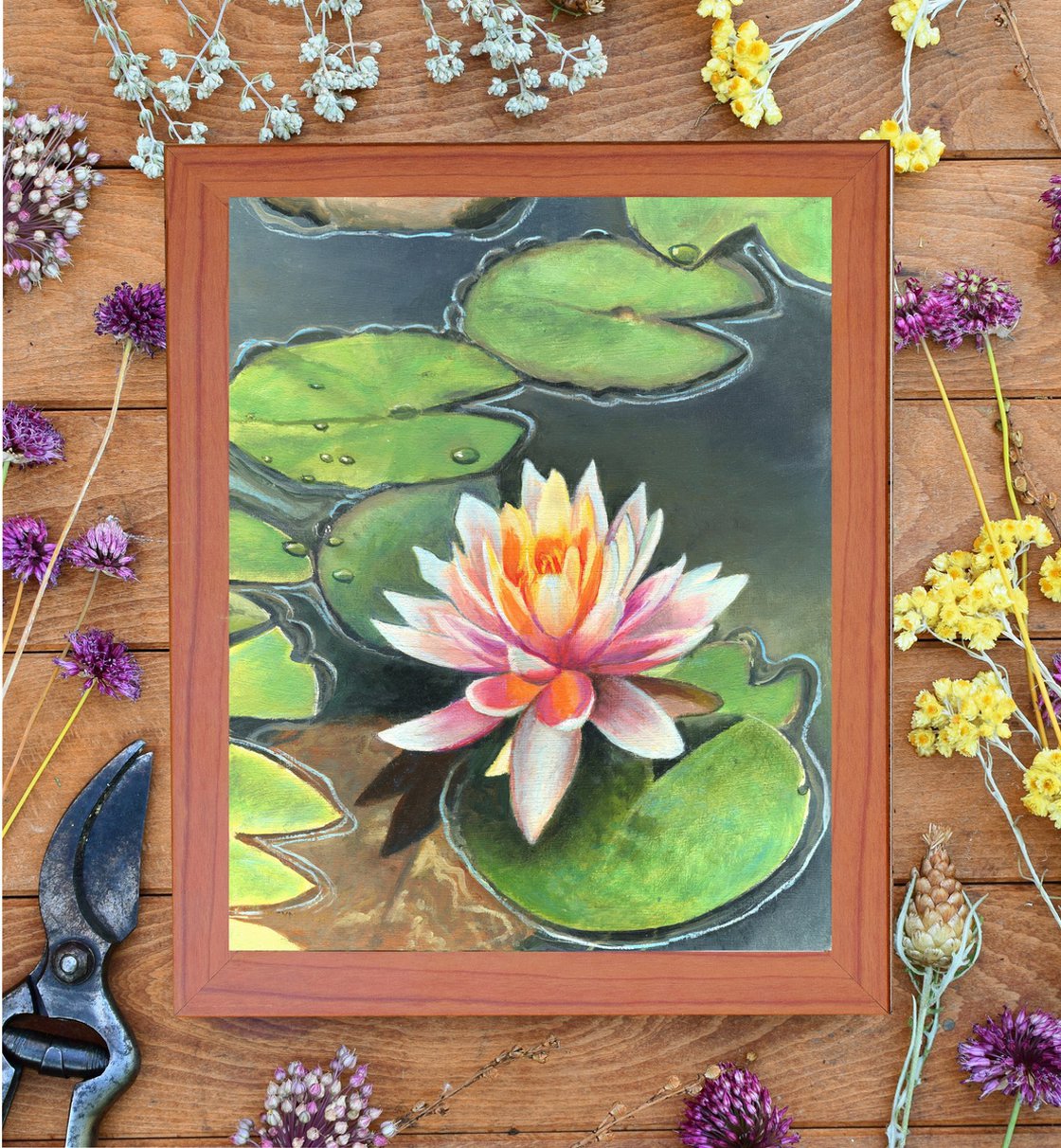 Lily Pad Flower Pink and Green Art Print by Angelica Productions