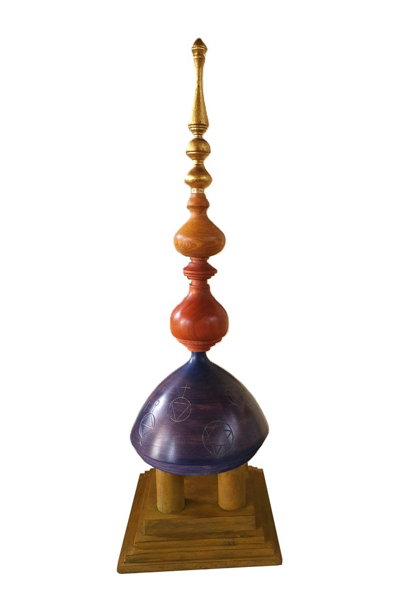 Urban And Pop Cityscapes Wood Sculpture By George Troyanov, 9 X 29, Babylon, Original Artwork