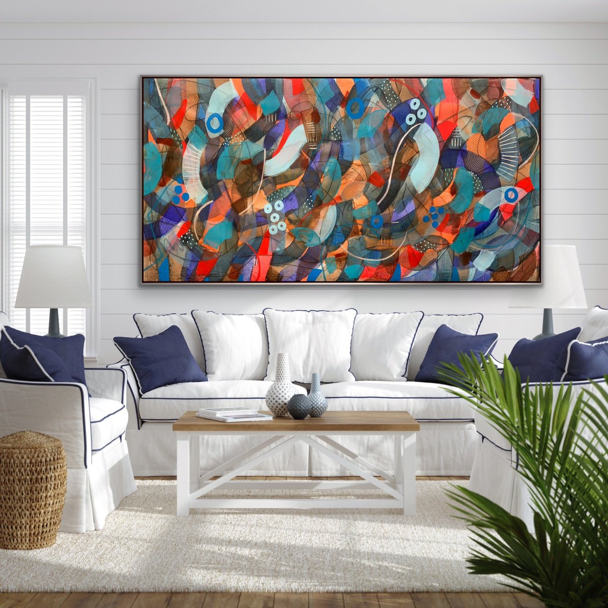 Organic Abstract Acrylic Painting By Rashna Hackett, 73 X 37", The Heart Speaks, Original Artwork