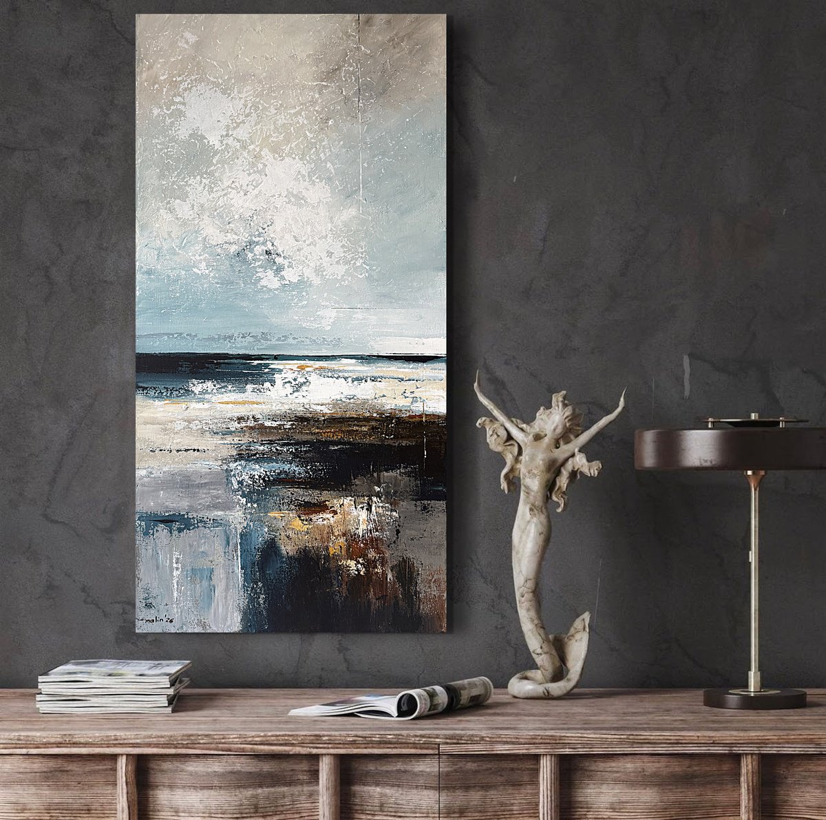 Silver Tide Over Earth Layers By Tatiana Malinovscaia, 16 X 31, Artwork For Sale On Artfinder