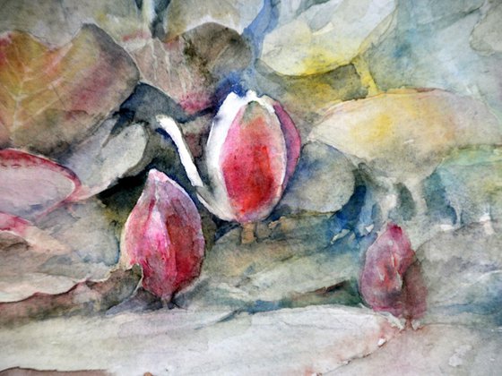 BLOOMING LAKE original  watercolour 40x30