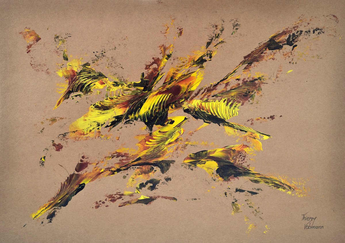 Abstract Acrylic Painting By Thierry Vobmann. Abstract ., 17 X 12", Natural Style 44, Original Artwork