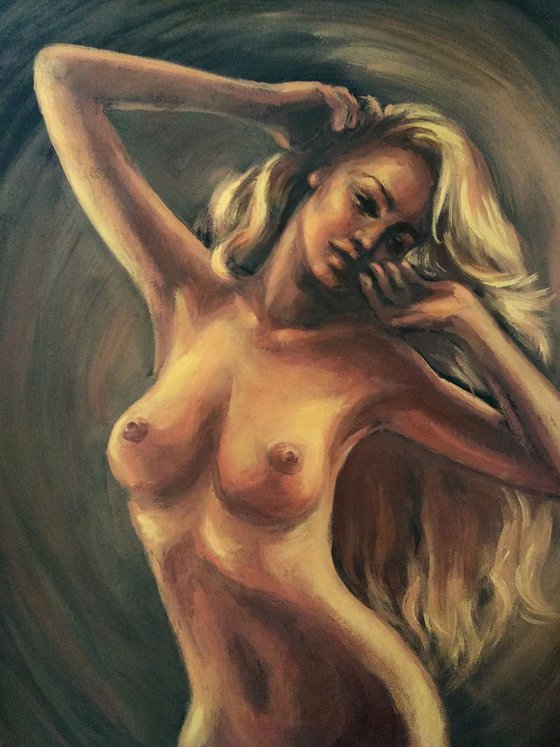 Erotic Art Naked Aphrodite Black and Gold art